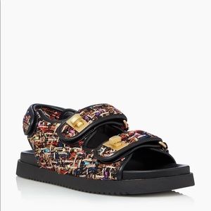 Dune London Lockstockk colorful tweed sandal Birkenstock
